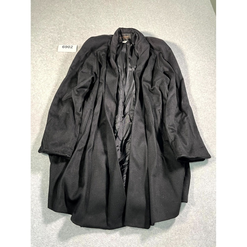 David Benjamin Overcoat Womens 12 Black Wool Shawl Neck Open Front Formal